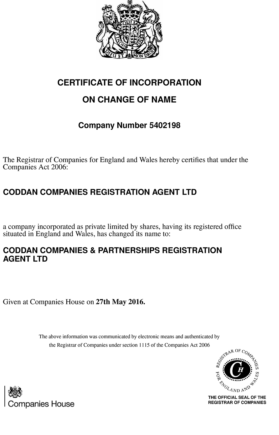 UK About Company Registration Expert  About Coddan Company Regarding Share Certificate Template Companies House