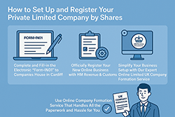 Step-by-step guide on setting up and registering a private limited company by shares. Visual guide illustrating the process to establish and register a private limited company by shares.