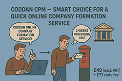 Coder CPM logo representing a quick online service for company formation, emphasizing efficiency and smart choices. Coder CPM branding showcasing a fast online company formation service, highlighting smart and efficient business solutions.