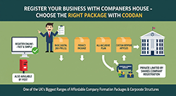 Image illustrating the process of registering a business with Companies House, featuring a registration form and logo. Visual guide on registering a business with Companies House, showing a completed application form and official branding.