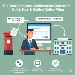 Easy online filing process for your company confirmation statement. . Quick and guided online filing for your company confirmation statement.