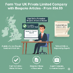 Image depicting a UK private limited company emblem, incorporating a sleek design and the phrase Private Limited Company. To form a company with bespoke articles, you can select a formation service that allows you to provide your own custom Articles of Association, or use щгк service that includes bespoke articles in their formation package. Image depicting a UK private limited company emblem, incorporating a sleek design and the phrase Private Limited Company. To form a company with bespoke articles, you can select a formation service that allows you to provide your own custom Articles of Association, or use щгк service that includes bespoke articles in their formation package.