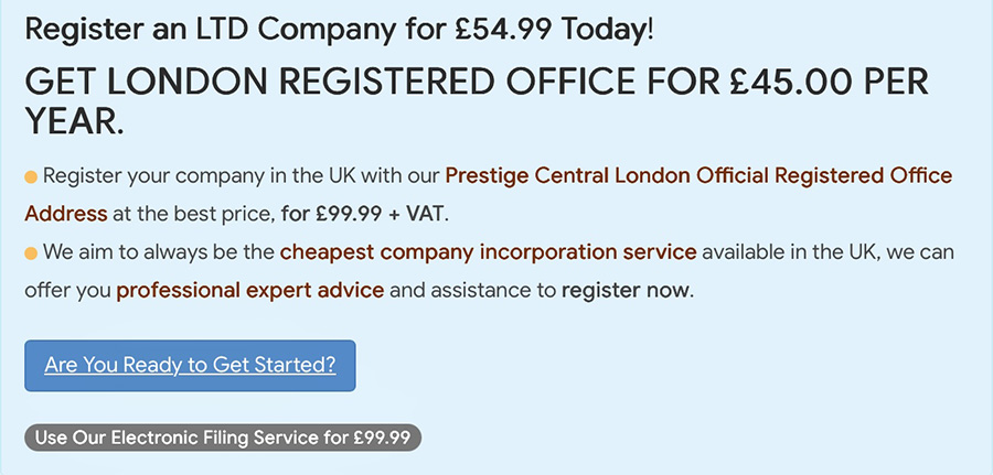 London registered office available for £45 per year, ideal for businesses seeking a professional address. Affordable London registered office for £45 annually, perfect for startups and small businesses. London registered office available for £45 per year, ideal for businesses seeking a professional address. Affordable London registered office for £45 annually, perfect for startups and small businesses.