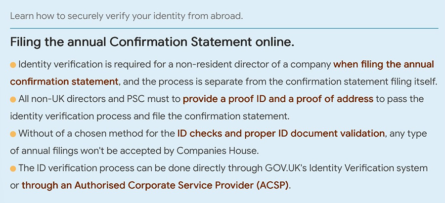Annual confirmation statement displayed online for review and submission. Online view of the annual confirmation statement for verification purposes.